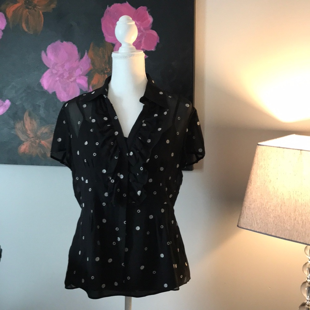 Ann Taylor Black Sheer Blouse. Size 12